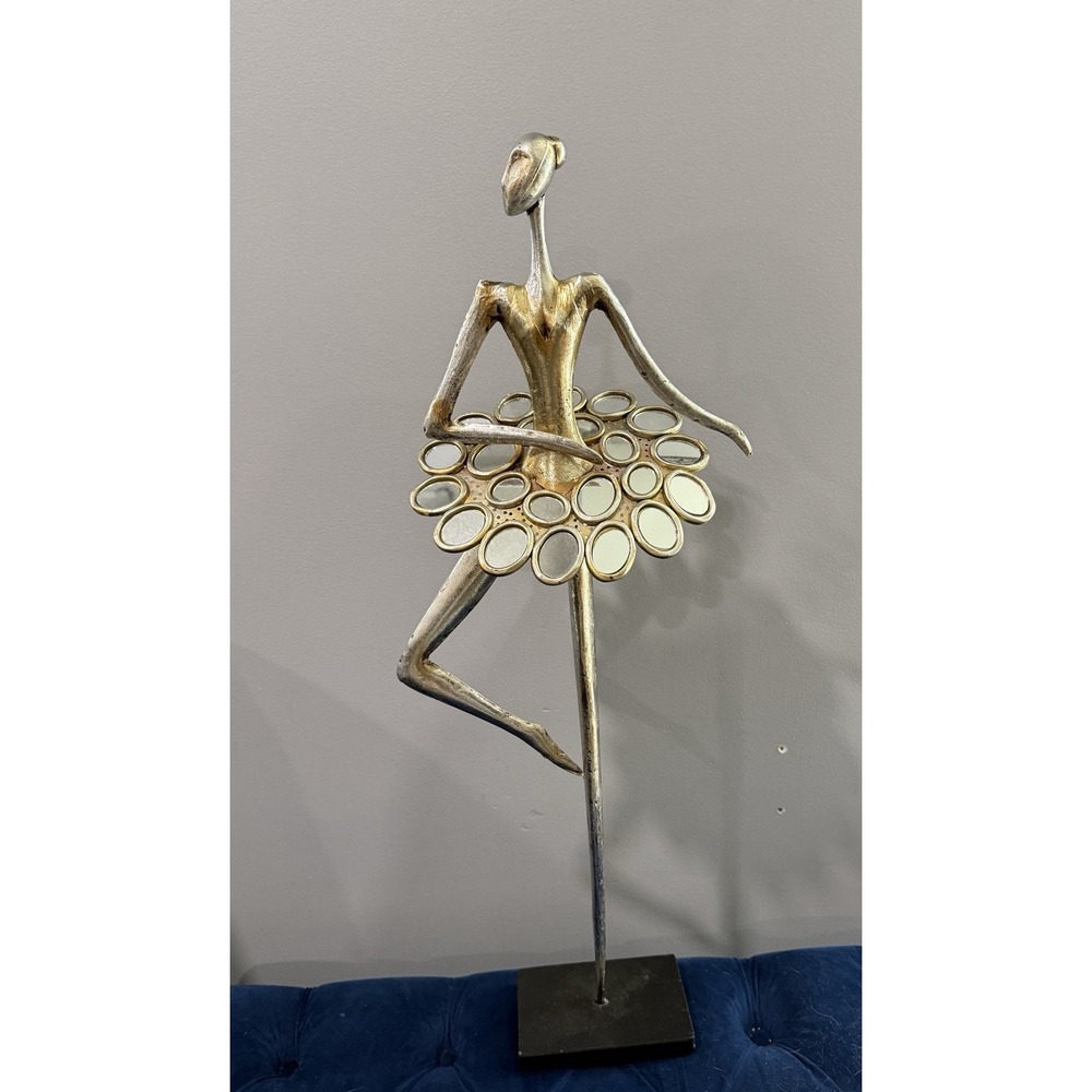 Simple And Dainty Ballerina Sculpture With Mirror Skirts‎ 29 Inch Tall